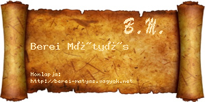 Berei Mátyás névjegykártya